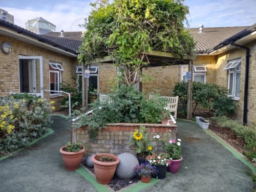 The garden at Clifton Lodge care home in Westcliff following the makeover
